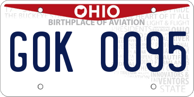 OH license plate GOK0095