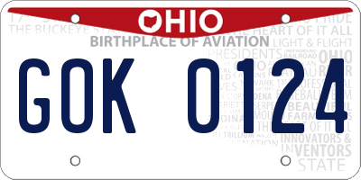 OH license plate GOK0124
