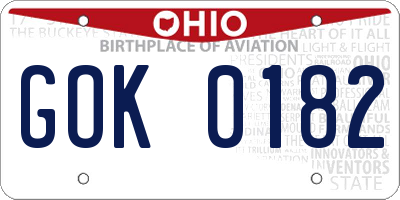 OH license plate GOK0182