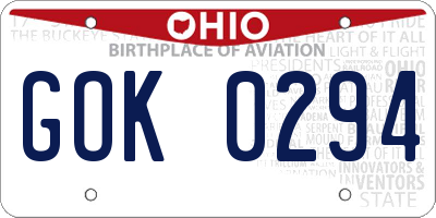 OH license plate GOK0294