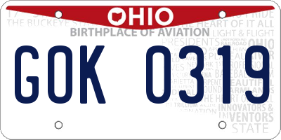 OH license plate GOK0319