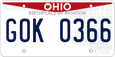 OH license plate GOK0366