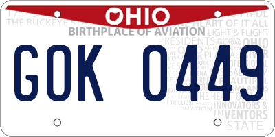 OH license plate GOK0449