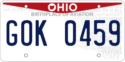 OH license plate GOK0459