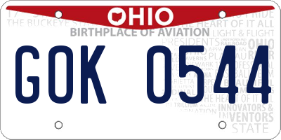 OH license plate GOK0544