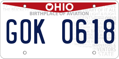 OH license plate GOK0618