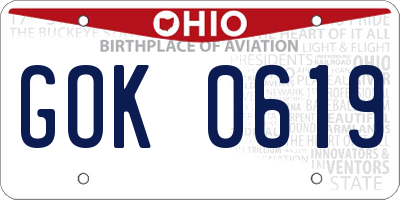 OH license plate GOK0619