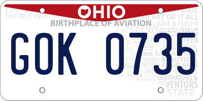 OH license plate GOK0735