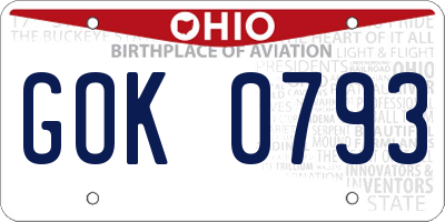 OH license plate GOK0793