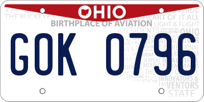 OH license plate GOK0796