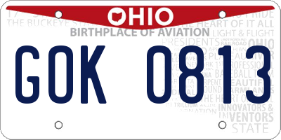 OH license plate GOK0813
