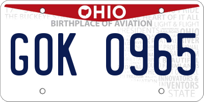 OH license plate GOK0965