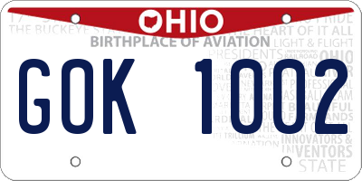 OH license plate GOK1002