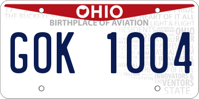 OH license plate GOK1004