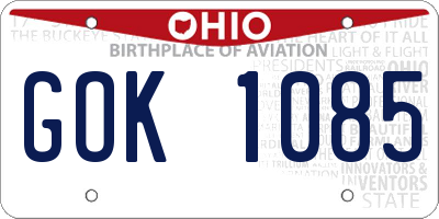 OH license plate GOK1085