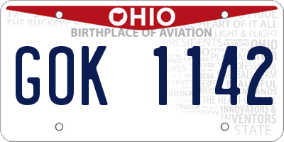 OH license plate GOK1142