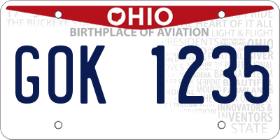 OH license plate GOK1235