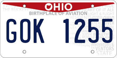 OH license plate GOK1255