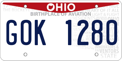 OH license plate GOK1280