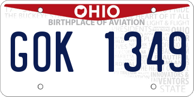 OH license plate GOK1349