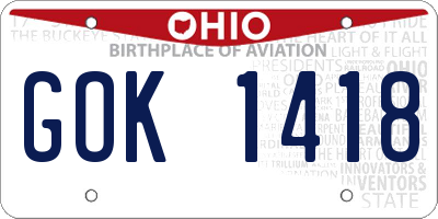 OH license plate GOK1418