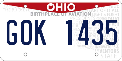 OH license plate GOK1435