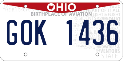 OH license plate GOK1436