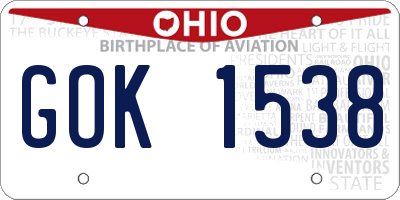 OH license plate GOK1538