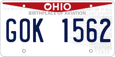 OH license plate GOK1562