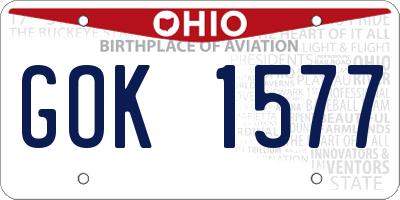 OH license plate GOK1577