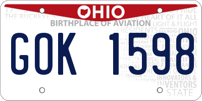 OH license plate GOK1598