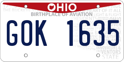 OH license plate GOK1635