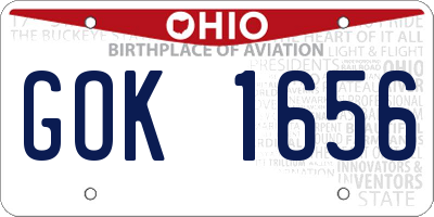 OH license plate GOK1656
