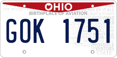 OH license plate GOK1751