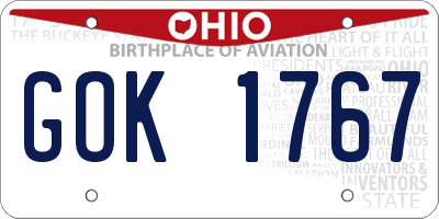 OH license plate GOK1767