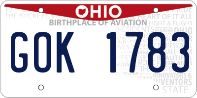 OH license plate GOK1783
