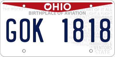 OH license plate GOK1818