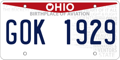 OH license plate GOK1929