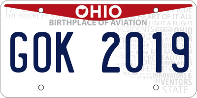 OH license plate GOK2019