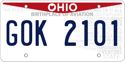 OH license plate GOK2101