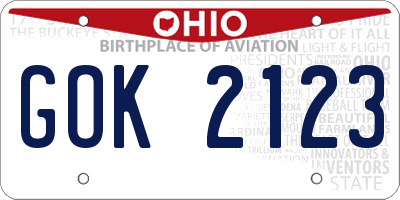 OH license plate GOK2123