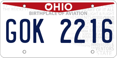 OH license plate GOK2216