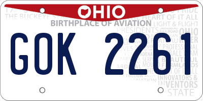 OH license plate GOK2261