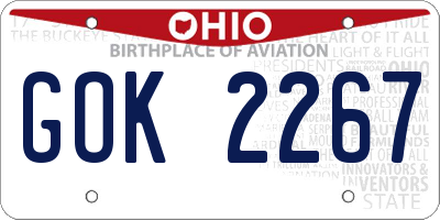 OH license plate GOK2267