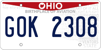 OH license plate GOK2308