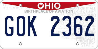 OH license plate GOK2362