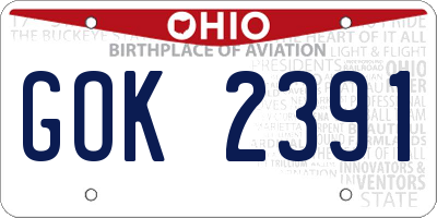 OH license plate GOK2391