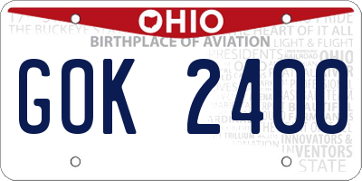 OH license plate GOK2400