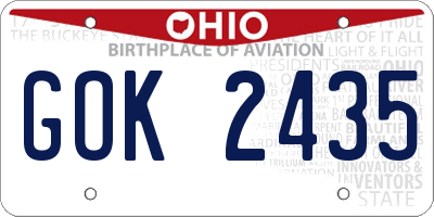OH license plate GOK2435