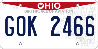 OH license plate GOK2466